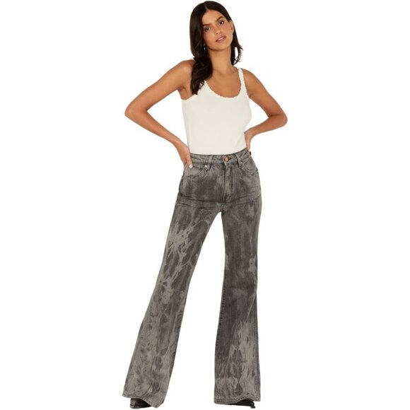 Wrangler Denim - Wrangler Wanderer Flare Jeans W28 L32 Gray 99% Cotton 1% Elastane Made In Tunisi